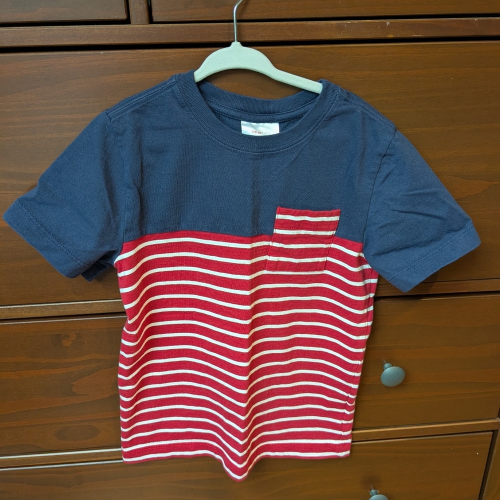 Hanna Andersson Navy and Red Striped Kids Tee